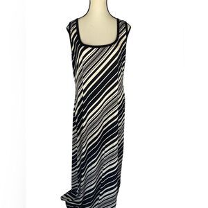 Connected Apparel Women’s Maxi Black and White Striped Bodycon Dress Size : 16